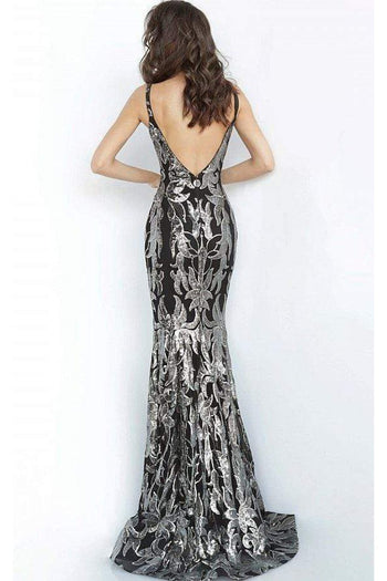 Jovani 3263 - Deep V-Neck Fit and Flare Simple Prom Dress - Prom