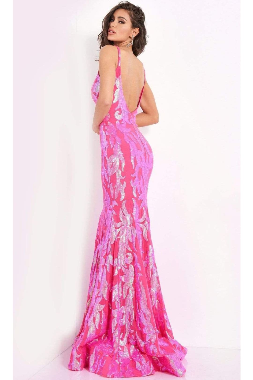 Jovani 3263 - Deep V-Neck Fit and Flare Simple Prom Dress - Prom
