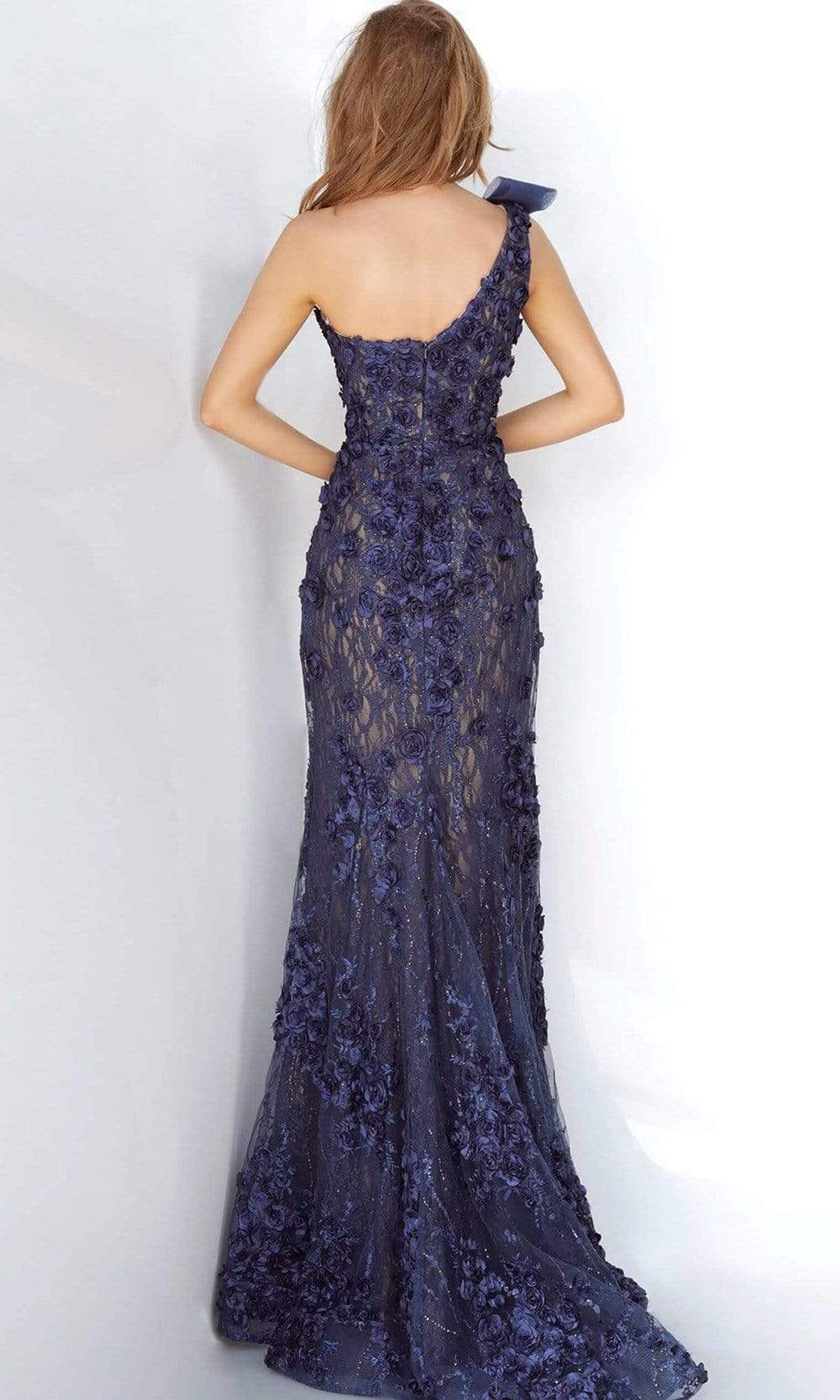 Jovani 3375 - One-Shoulder Sweetheart Floral Sheath Gown - Prom