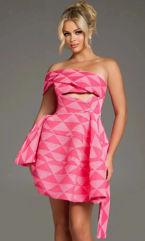 Jovani 34404 - Geometric One-Shoulder A-Line Dress