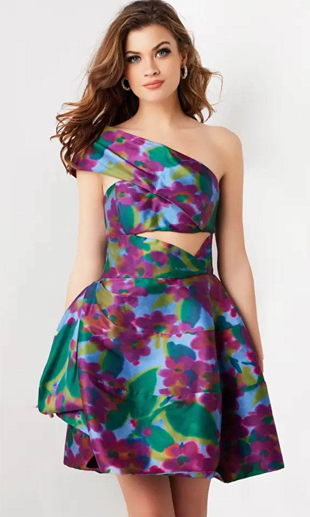 Jovani - 34408 Cocktail Dress with One Sleeve and Cut-Out Details - Prom