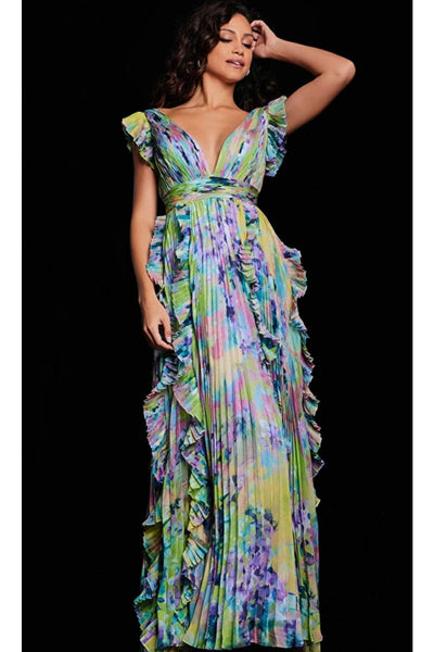 Jovani 34412 Stunning Floral Print Long Dress - Print / 00 - Prom