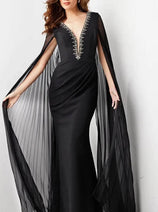 Jovani 36473 - Plunging V-Neck Prom Dress with Rhinestone Embellishments