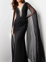 Jovani 36473 - Plunging V-Neck Prom Dress with Rhinestone Embellishments