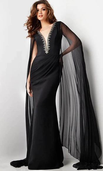 Jovani 36473 - Plunging V-Neck Prom Dress with Rhinestone Embellishments - Prom