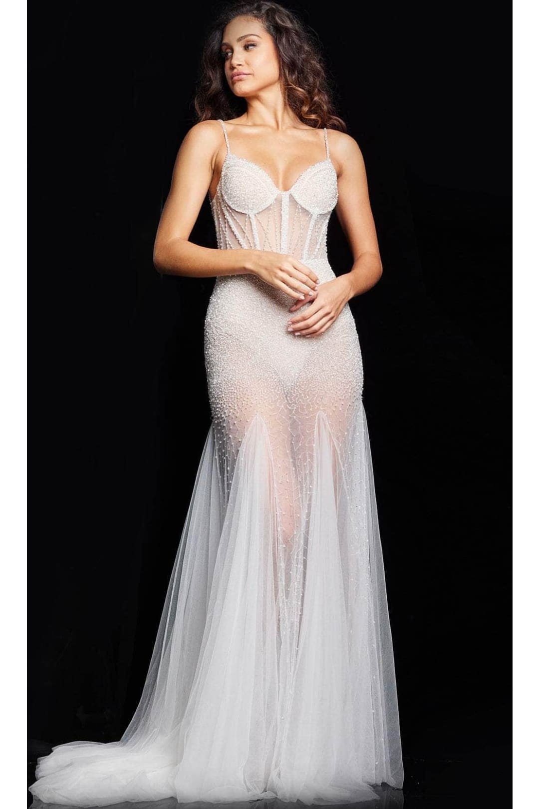 Jovani 36511 - Corset Thin Straps Long Dress - Prom