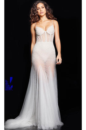 Jovani 36511 - Corset Thin Straps Sheath Long Dress