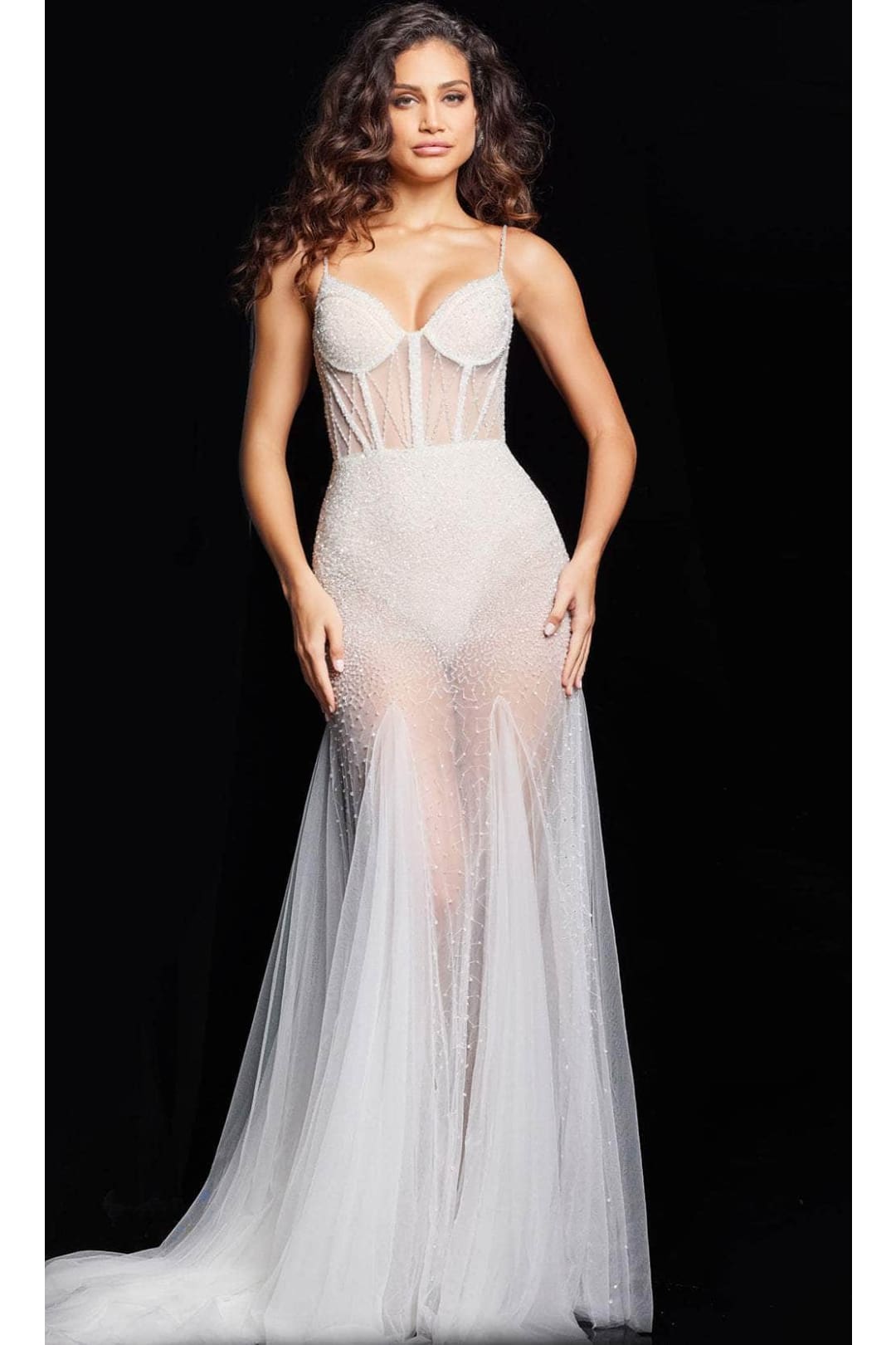 Jovani 36511 - Corset Thin Straps Long Dress - Prom