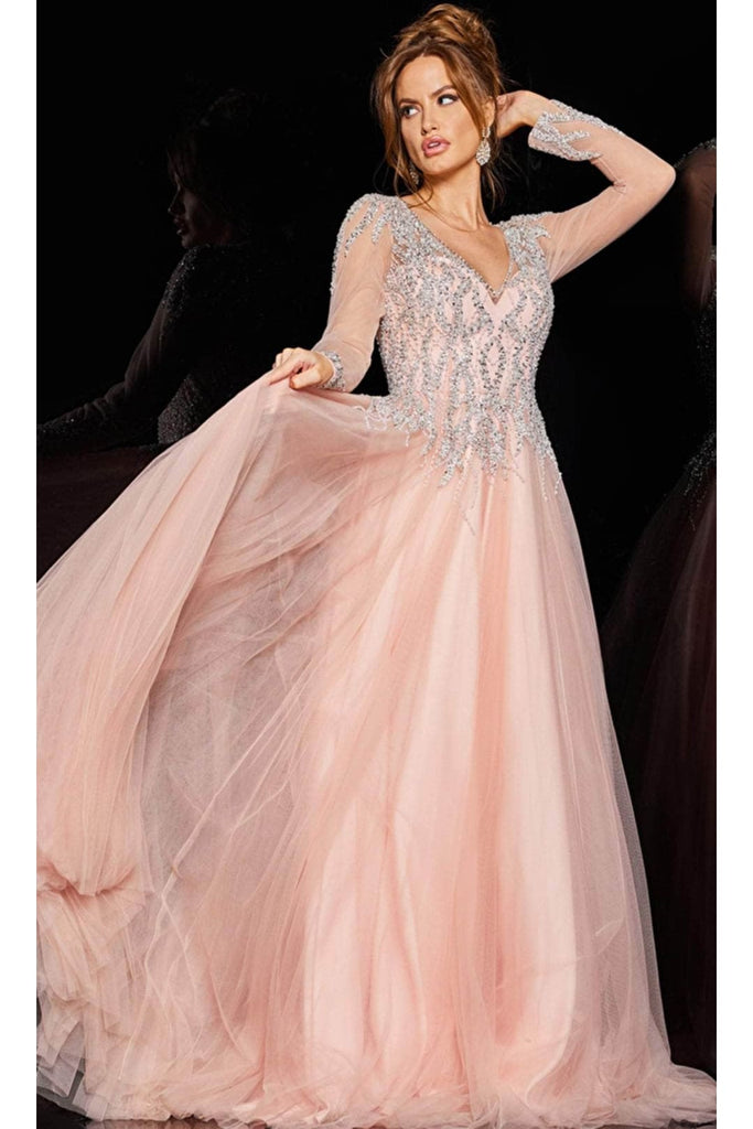 Jovani 36533 Breathtaking Sheer Embellished A-Line Gown - Prom