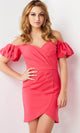 Jovani 36563 - Stylish Puff Sleeve Tulip Hem Cocktail Dress - Prom