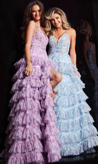 Jovani 36571 - A-Line Prom Dress with Floral Mesh Details - Prom