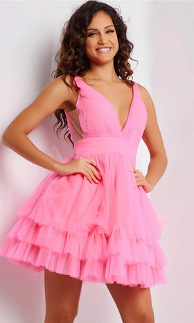 Jovani 36575 - Striking Plunging Neckline Ruffle Hem Cocktail Dress