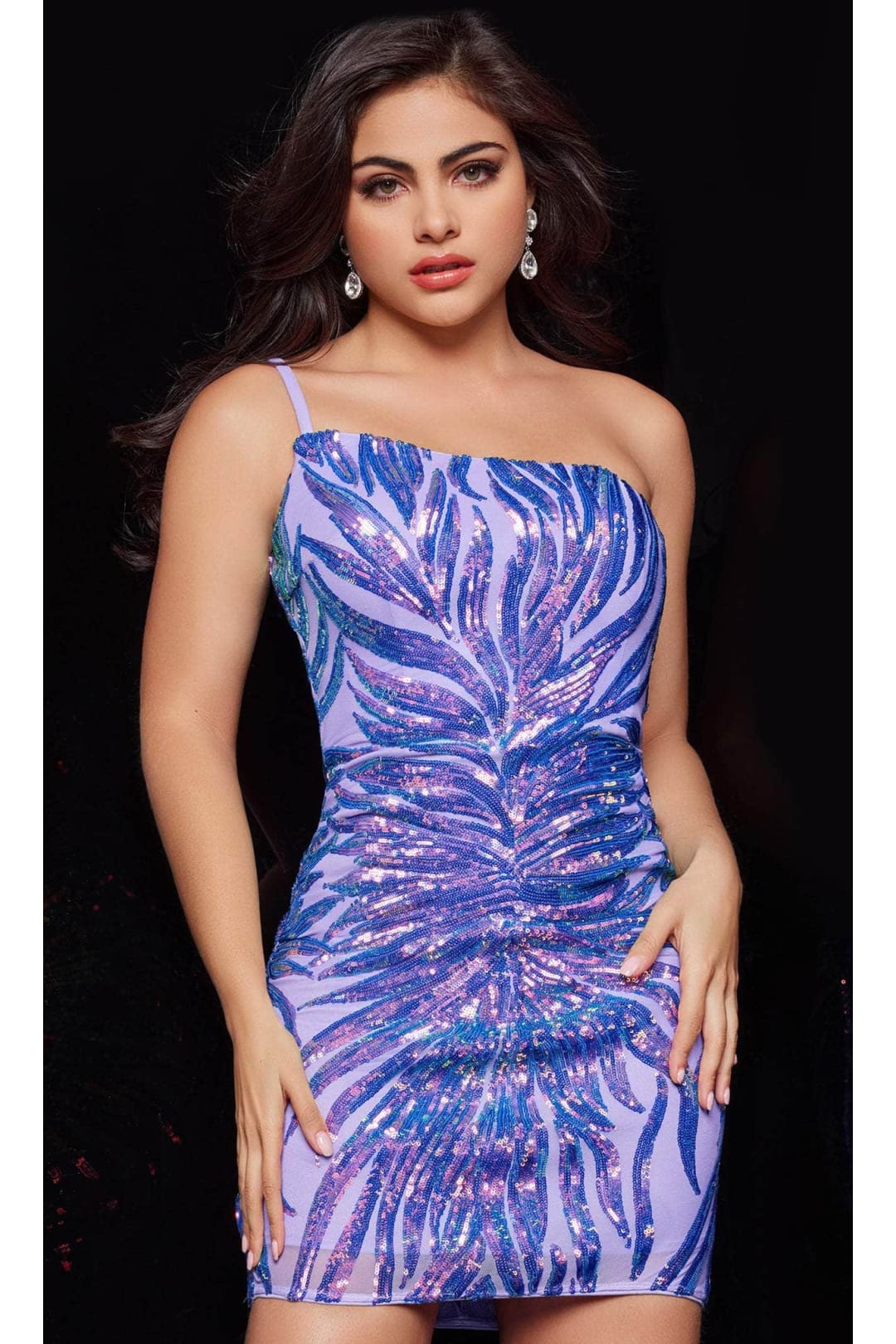 Jovani 36577 Embellished One-Shoulder Homecoming Dress - Prom