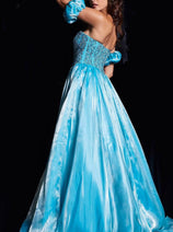 Jovani 36591 - Corset-Style Prom Gown with Detachable Sleeves