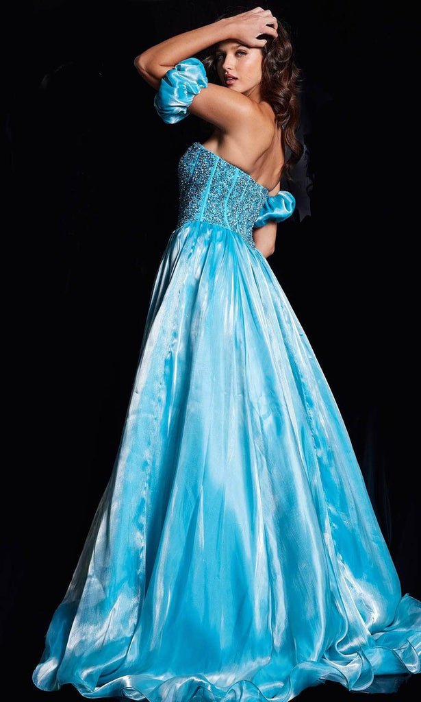 Jovani 36591 - Corset-Style Prom Gown with Detachable Sleeves - Prom