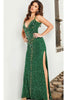 Jovani 36643 - Beaded Mesh Plunging Neck Gown - Prom