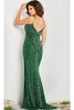 Jovani 36643 - Beaded Mesh Plunging Neck Gown - Prom