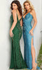 Jovani 36643 - Beaded Mesh Plunging Neck Gown - Prom