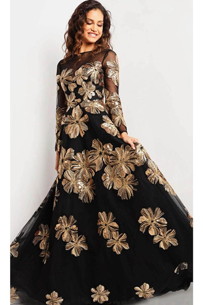 Jovani 36716 - Floral A-line Evening Gown - Prom