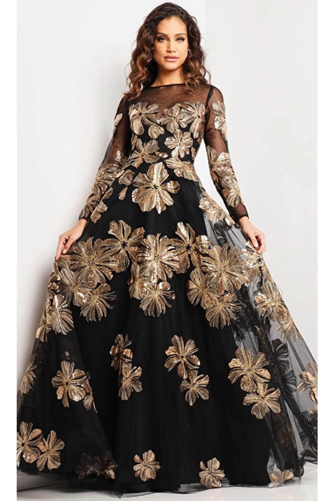 Jovani 36716 - Floral A-line Evening Gown - Prom