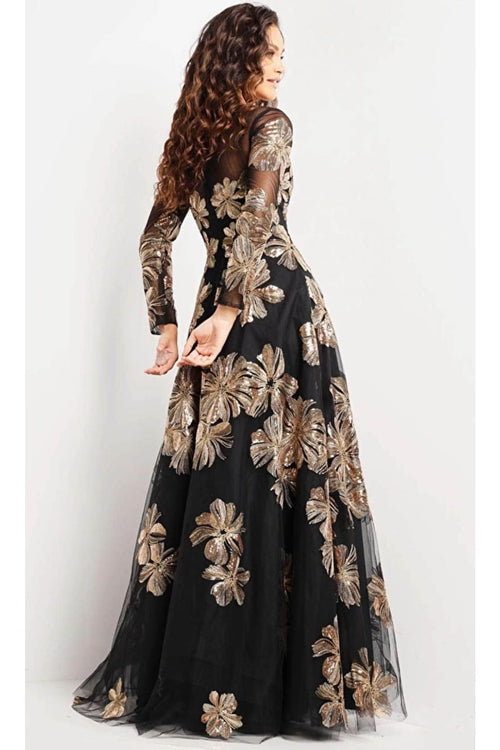 Jovani 36716 - Floral A-line Evening Gown - Prom