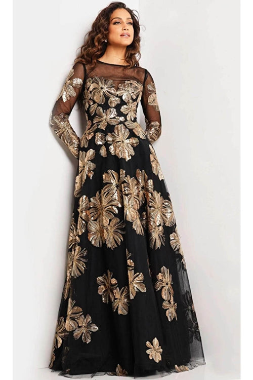 Jovani 36716 - Floral A-line Evening Gown - Prom