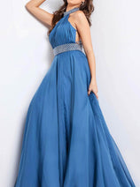 Jovani 36749 - Halter Neck Ruched Prom Dresss