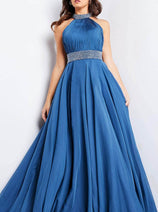 Jovani 36749 - Halter Neck Ruched Prom Dresss