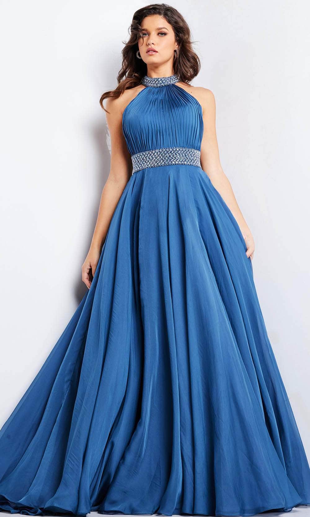 Jovani 36749 - Halter Neck Ruched Prom Dresss - Prom