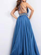 Jovani 36749 - Halter Neck Ruched Prom Dresss