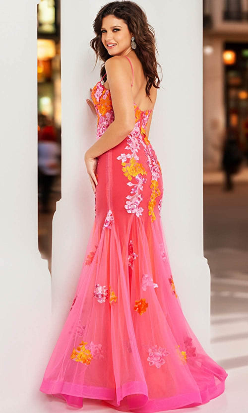 Jovani 36843 Mermaid Gown with Floral Embroidery - Prom