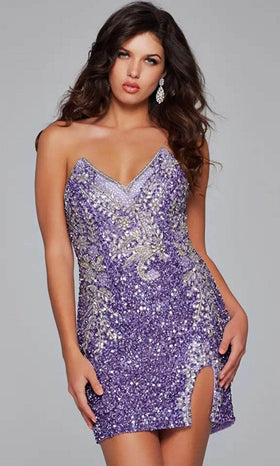 Jovani 36852 Strapless Cocktail Dress with Sequin Embellishments