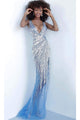 Jovani 3686 - Plunging Linear Beaded Gown - Prom