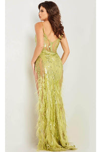 Jovani 36885 - Sheer Corset Fringed Gown - Prom