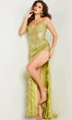 Jovani 36885 - Sheer Corset Fringed Gown - Prom