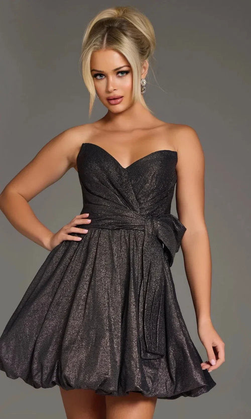 Jovani 37017 - Shimmer Strapless Dress with Bow Detail