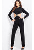 Jovani 37038 - Side Cut-Out High Neck Jumpsuit - Black / 00 - Prom