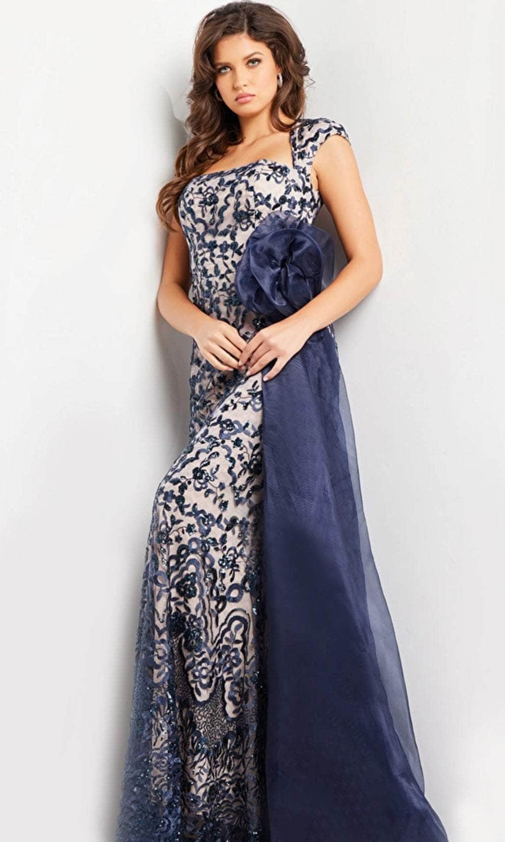 Jovani 37203 - Floral Dress with Embellished Waist - Prom