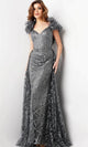 Jovani 37206 - Sequin Embellished Prom Gown with Ruffle Sleeves - Prom