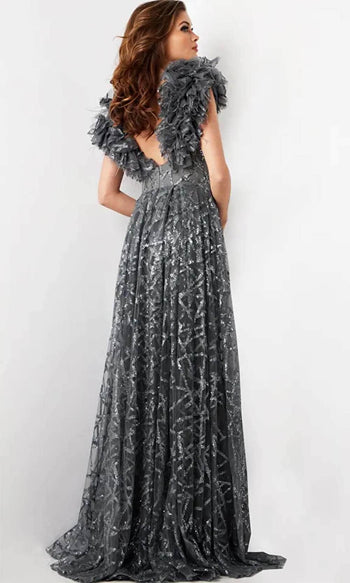 Jovani 37206 - Sequin Embellished Prom Gown with Ruffle Sleeves - Prom
