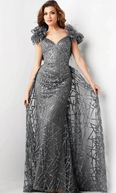 Jovani 37206 - Sequin Embellished Prom Gown with Ruffle Sleeves - Prom