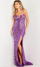 Jovani 37243 Sheath Prom Gown with Shimmering Details - Prom