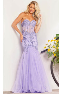 Jovani 37249 - Embellished Mermaid Prom Dress - Lilac / 00 - Prom