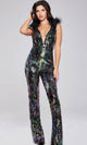 Jovani 37276 - Plunging V-Neck Cocktail Dress with Feather Details - Prom