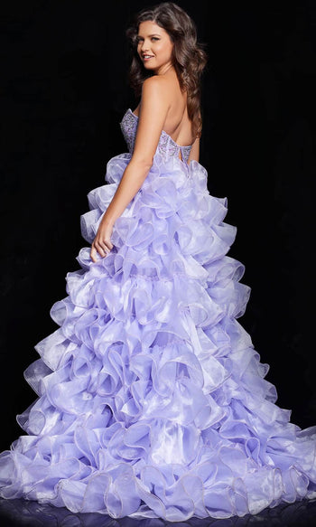 Jovani 37322 - Ruffled Ballgown with High Slit - Prom
