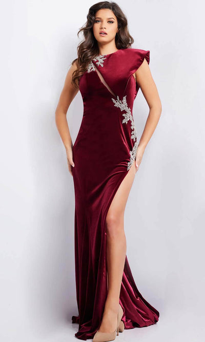 Jovani 37341 - Velvet Prom Gown with Cap Sleeves - Prom