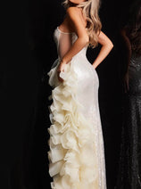 Jovani 37344 - Ruffled Sheath Prom Gown