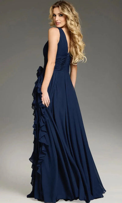 Sleeveless Satin Ruffle A-Line Evening Gown By Jovani 37374
