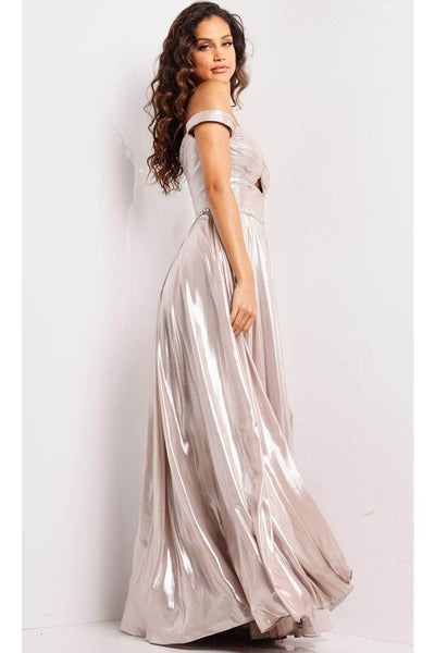 Jovani 37381 - Elegant Pleated Metallic Prom Gown - Prom