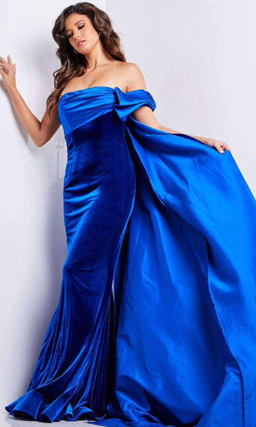Jovani 37390 - Cascade Velvet Evening Gown - Prom